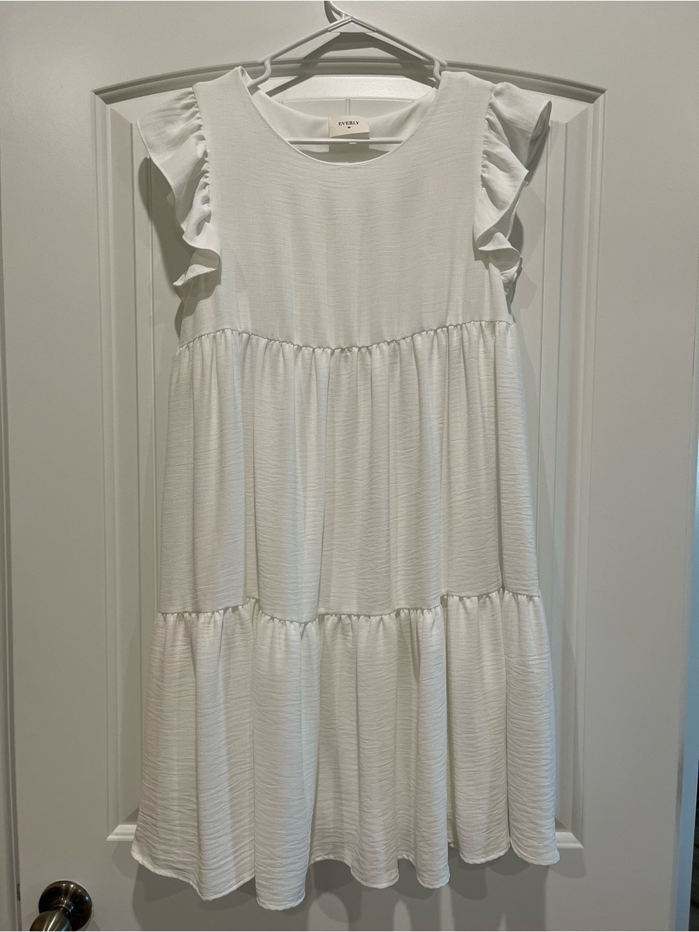 Everly White Ruffle Sleeve Tiered Girl's Dress